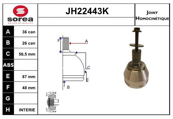 Jeu de joints arbre de transmission SNRA JH22443K en acier forgé haute résistance