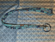 Vera Bradley Lanyard ID Badge Keychain Holder Light Blue Paisley Breakaway Clip