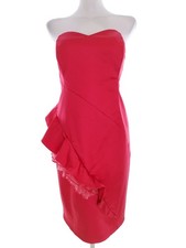 COAST Damen Ballkleid/Abendkleid Gr. 42 Rosa Ärmellos Rüsche Knielang