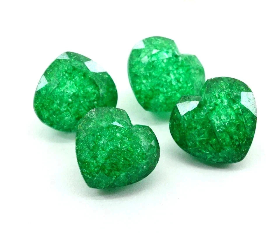 4 Pcs Natural Colombian Emerald Green 108 Ct Heart Cut Certified Gemstone Lot A+