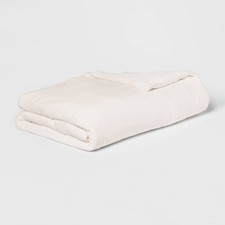 55"x80" 15lbs Micro Plush Weighted Blanket with Removable Cover Ivory