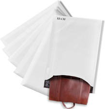 XL Solid White Poly Mailers - 32" X 32" Tear and Puncture Free Poly Bags - Water
