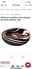 Vintage 70’s Murano Glass Ashtray/bowl With Swirling Design