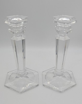 Pair Of Vintage Crystal Candle Holders 6  