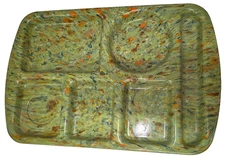 Prolon Ware 9953 Melamine Cafeteria Tray Confetti Green 14.75" X 10" EUC