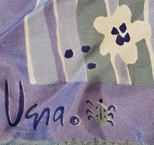 Vtg Vera Neumann 22x22 Square Scarf Blue Mod Floral Pattern MCM Lady Bug Signed