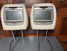 Pair EHM EHMD-0701LT-A4 7” Headrest DVD Monitors Beige Car Rear Seat Screens