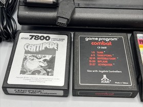 Atari 7800 Pro System Bundle w/ 2 Joysticks -4 Games & Cords {TESTED WORKING} B