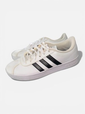 Kids Vintage-Style Adidas Low-Top Sneakers   Cream White with Black Stripes 