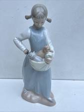 NAO By Lladro Young Girl With Kittens In Her Apron.
