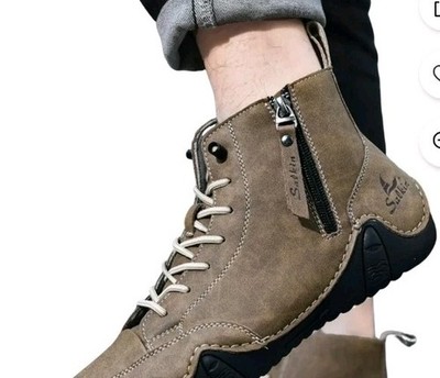 New! Salkin Mens Chukka Boots Brown Leather Size EU 47 US 14 