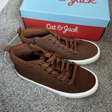 Youth Boys Sz 4 Cat And Jack Cooper Sneakers Brown/Copper High Top ZIP Boots New