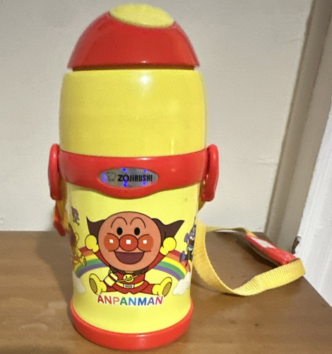 Zojirushi Anpanman Kids Water Bottle 450ml Straw Strap Yellow/Red ST-ZG45A-ER