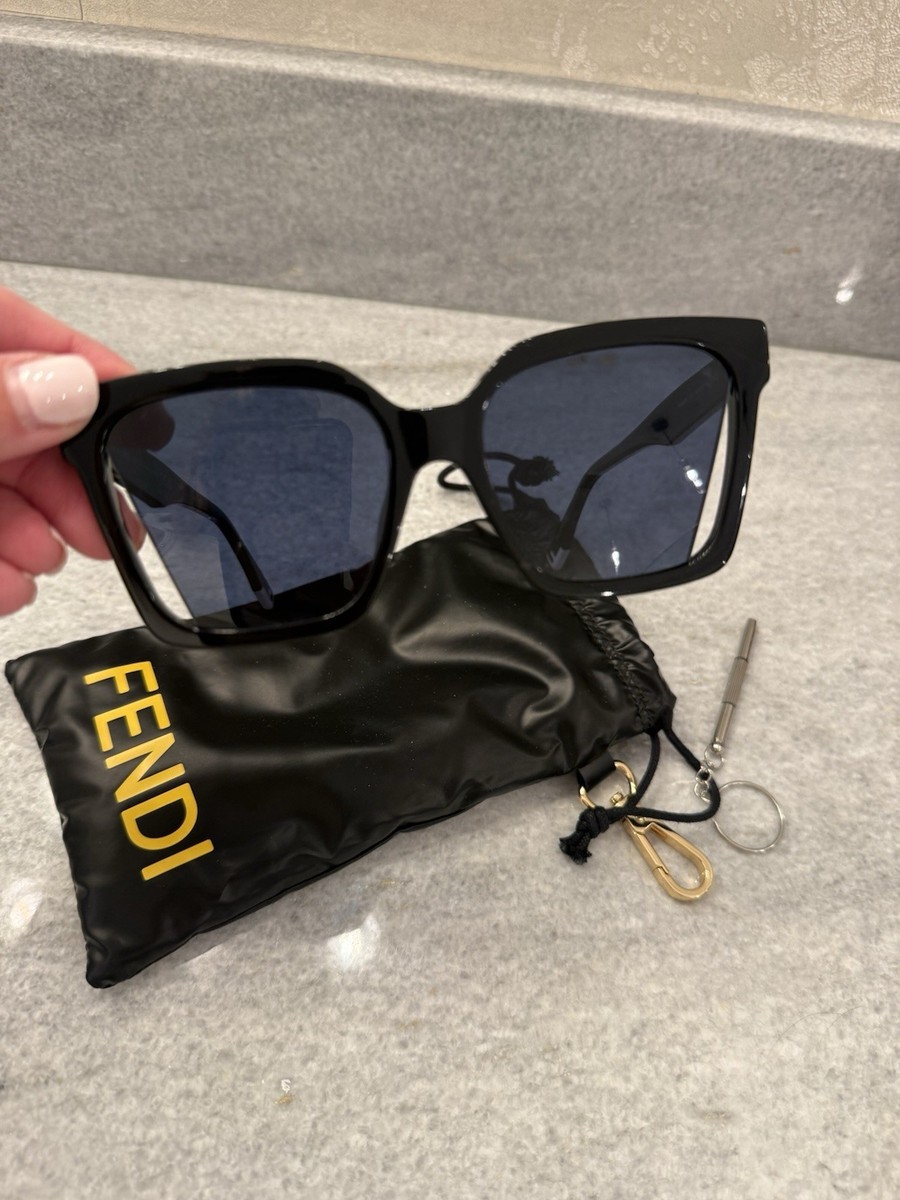 Fendi Oversized Square Black Sunglasses Women Plastic Frame Dark