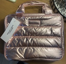 NEW Marc Jacobs PERFECT Metallic Rose Gold Puffy Makeup Travel Vanity Case Bag
