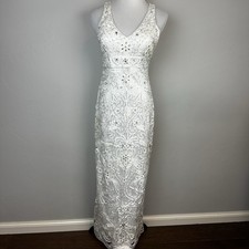 Sue Wong Nocturne Ivory Embroidered Beaded Rhinestone Formal Gown Dress Size 6