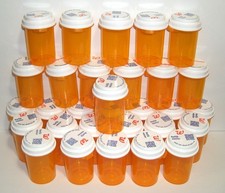 30 Empty Pill Bottle Lot 35 Dram, 3-3/8tall 1-7/8 dia. for DIY, Crafts, Storage