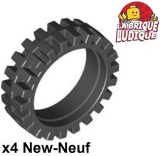 LEGO 4x Copertone 24mm D. X 7mm Fine Distribuzione Ruote 4x4 Nera/Black 61254