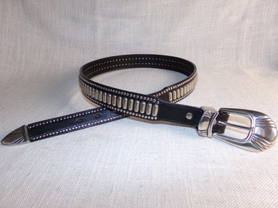 Vintage Nadim Silver Studded Western Leather Retro Belt Size  display picture 2