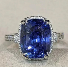 6.00Ct Natural Tanzanite  Diamond Anniversary Ring 14K Solid White Gold
