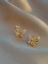 Multicolor Crystal Butterfly Stud Earrings One Size