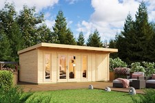 Gartenhaus Holz 44mm SIZILIEN 2, 575x350cm 44mm Doppelnut mit Boden und ISO Glas