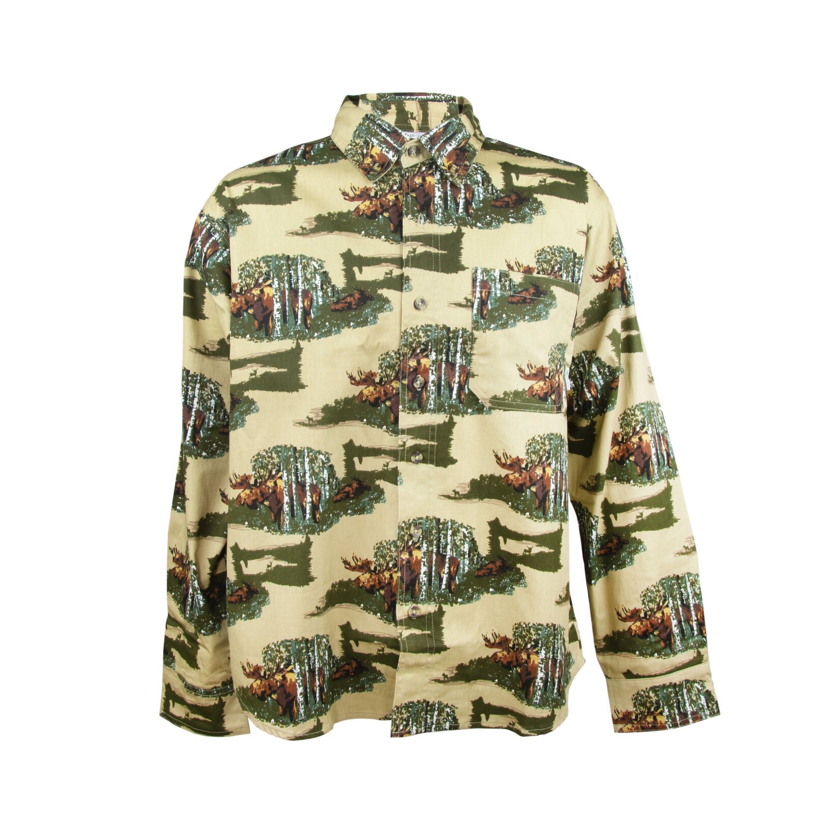 Классическая мужская рубашка на пуговицах с длинным рукавом и принтом лося из саржи Woodland Creek L 3890₽