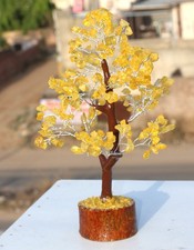 Citrine Quartz Silver Branches Bonsai Money Tree Decor 10.5