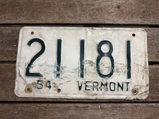 1954 Vermont license plate 21181