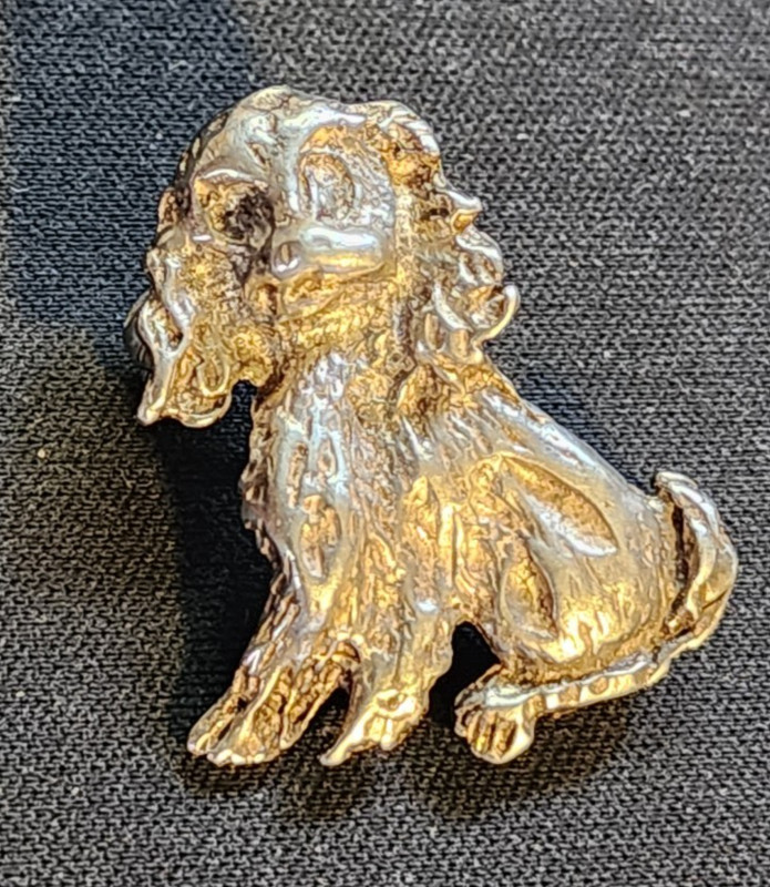 Vintage Sterling Silver Puppy Brooch Signed 1.5"