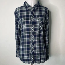 RAILS Women's Blue Checkered Button Down Long Sleeve Shirt Size Small
