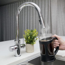 4-in-1 Instant Boiling and Filtered Water Tap with Pull-Out Spray - C-Shape