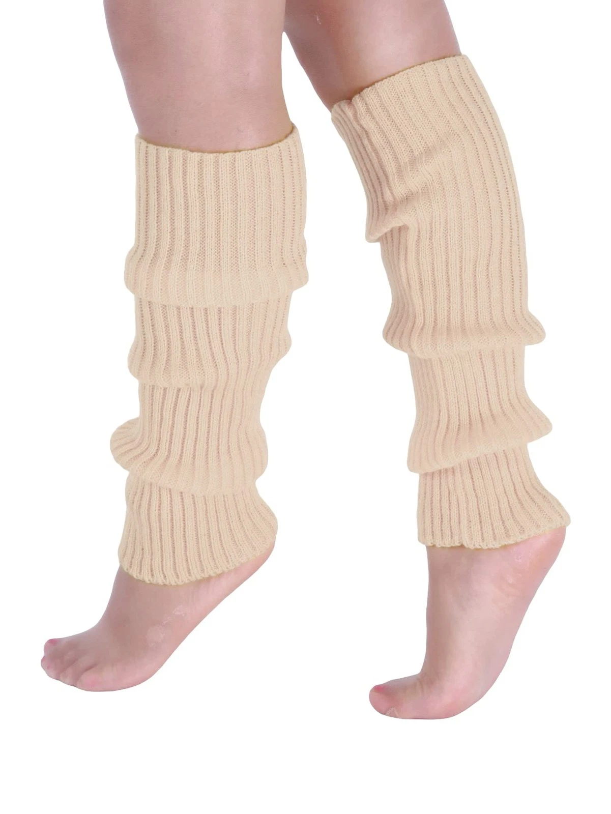 Womens Ribbed Knit Leg Warmers Y2K 80s Boot Long Socks Winter Thermal Cuffs