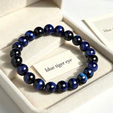 AAA Blue Tiger Eye Stone Bracelet 8mm Beaded Crystal Healing Men Women Jewelry