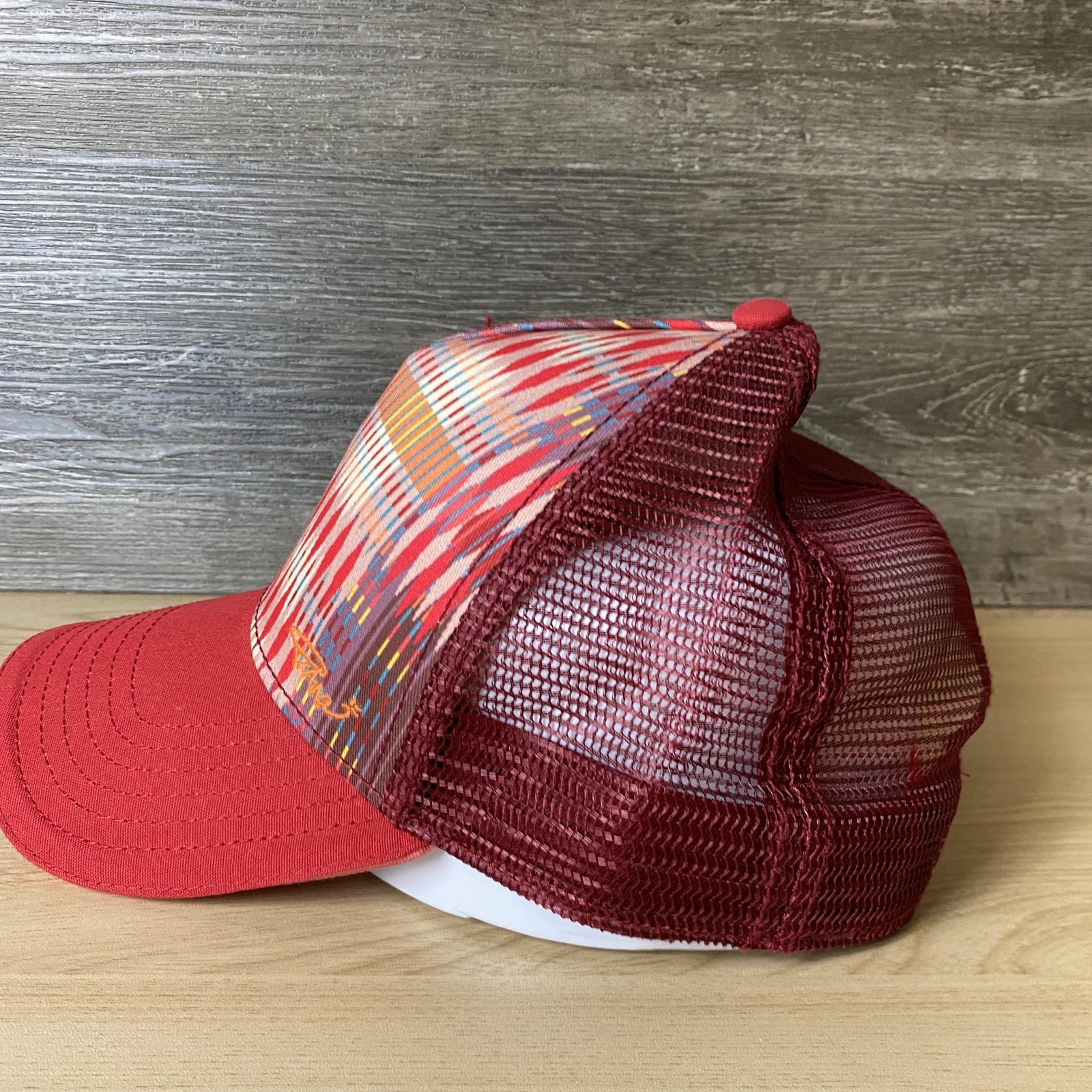 Prana Hat Cap Snap Back Red Multicolor Trucker Me… - image 4