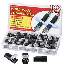 100Pcs Standard Quick Connect Wire Connectors No Stripping Double Wire Plug...