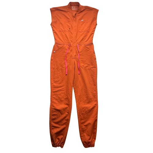 Figs 1000383 Rafaela Cargo Scrub Jumpsuit One-Piece Jogger Womens Medium Orange