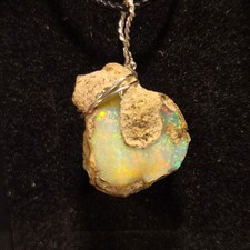 Ethiopian Opal Necklace On Adjustable Black Cord