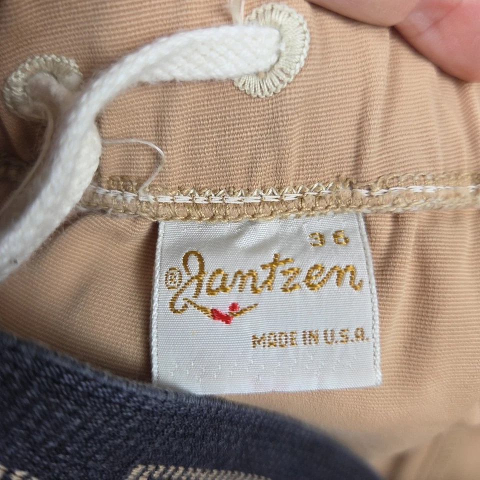 Pantalones cortos de natación Jantzen vintage de los años 50 sin forro para hombre 30 beige EE. UU. Foto 3 de 4
