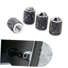 4PCS Bling Tire Valve Caps, Crystal Rhinestone Car Wheel Tire Valve black