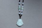 Cert'd Natural Light green A Jadeite jade Hand-Carved Maitreya Buddha Pendant — photo 1