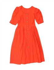 VINTAGE Womens A-Line Dress UK 12 Medium Orange AA07