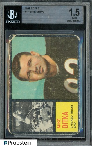 1962 Topps #17 Mike Ditka HOF RC Rookie Chicago Bears BGS 1.5