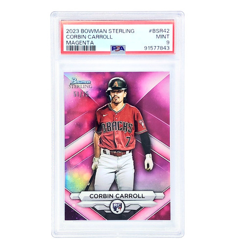 2023 Bowman Sterling Corbin Carroll Magenta /75 RC PSA 9 MINT #BSR-42