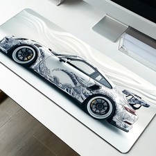 40 90cm Large Mouse Pad, White Ukiyo-e Style Sports Car Gaming Desk Mat 35.4 x 1