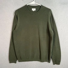 Frank And Oak Green Waffle Knit Sweater Mens Large Slim Cotton & Seacell