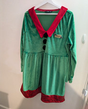 George Ladies Christmas Elf Fancy Dress Costume Green Dress Polyester Size 20.