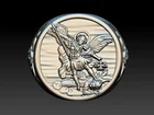 Saint Michael Archangel Ring, Silver Christian micheal , Mens Religious Ring,