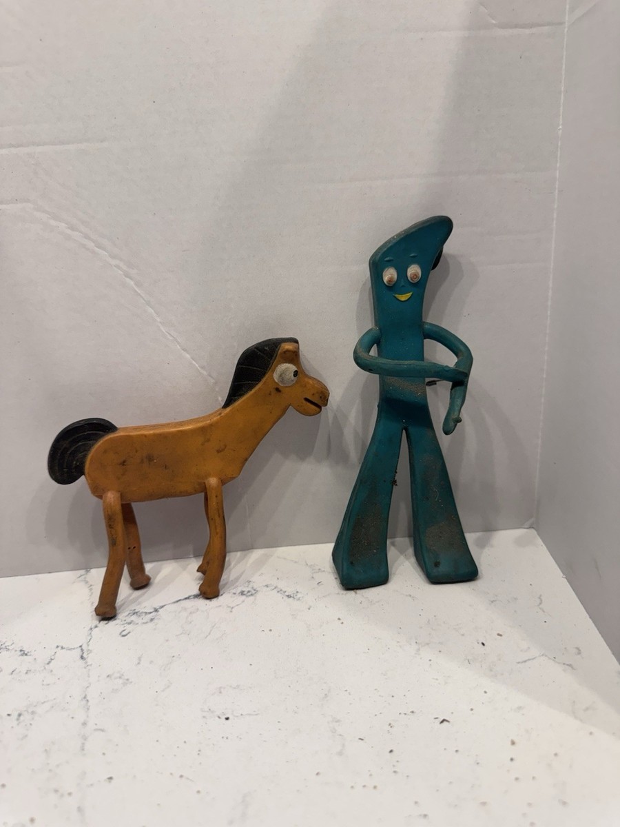 VINTAGE 1965 LAKESIDE TOYS CARTOON CHARACTER GUMBY & POKEY BENDY