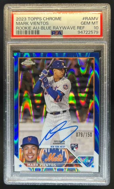 2023 Topps Chrome Mark Vientos Rookie Auto Blue Ray Wave Refractor #/150 PSA 10